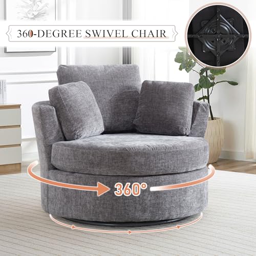 Round Swivel Barrel Chair with Ottoman for Living Room Bedroom G375183