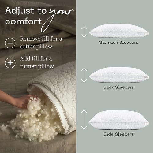 Adjustable Queen Bed Pillow, Cross Cut Memory Foam, Medium Firm for Side and Back Sleepers O458