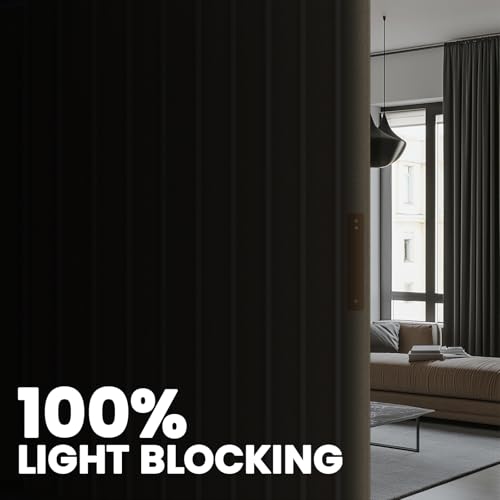 Blackout Accordion Room Divider Curtains with Ceiling Track for Bedroom Patio Sliding Door Q924855
