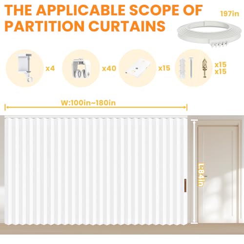 Blackout Accordion Room Divider Curtains with Ceiling Track for Bedroom Patio Sliding Door Q924855