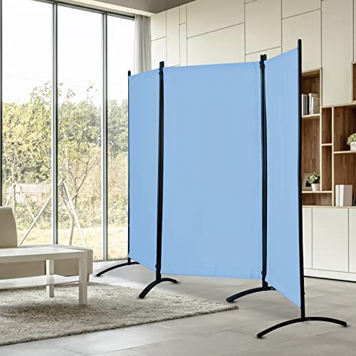 4 Panel Folding Room Divider Privacy Screen with Steel Frame F2996