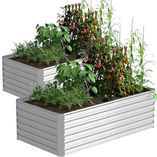 Galvanized Raised Garden Bed 8x4x2ft, Large Metal Planter Box for Outdoor Vegetables, Flowers & Herbs D2106
