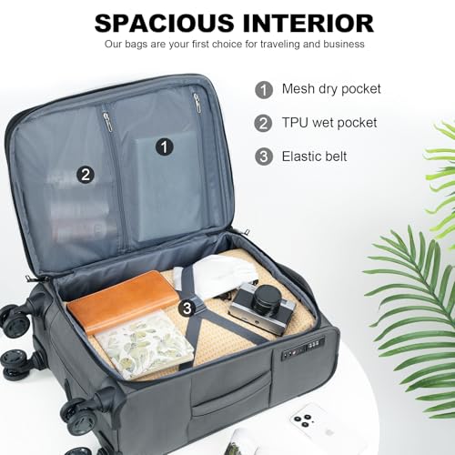 Softside Expandable Carry On Luggage with Spinner Wheels and TSA Lock B846