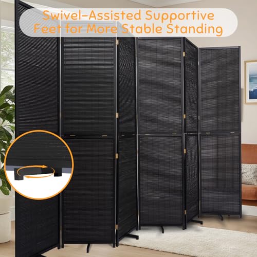 Bamboo Room Divider Folding Privacy Screen, 4 Panel, Beige N84000
