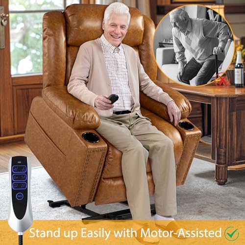 Large Power Lift Recliner Chair for Elderly with Heat and Massage, USB Port, Dark Brown O650