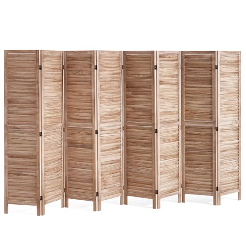 4 Panel Folding Wood Room Divider, 66.9 Inch Tall Privacy Screen I263