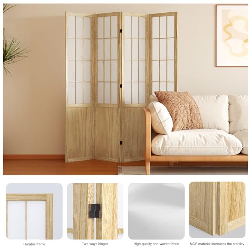 Japanese Shoji Style Folding Room Divider, 4 Panels, Black G5567