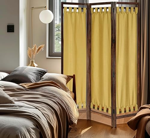 4 Panel Folding Wood Room Divider, Antique Brown, 72 x 80 P209