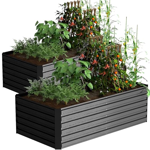 Galvanized Raised Garden Bed 8x4x2ft, Large Metal Planter Box for Outdoor Vegetables, Flowers & Herbs D2106