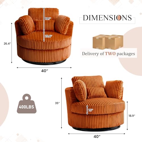 Round Swivel Barrel Chair with Ottoman for Living Room Bedroom G375183