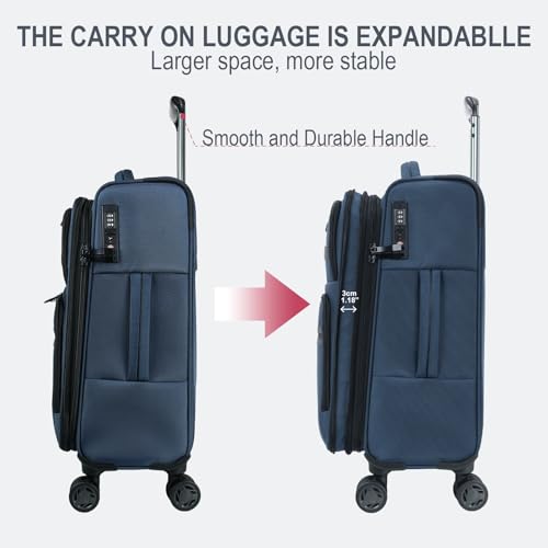 Softside Expandable Carry On Luggage with Spinner Wheels and TSA Lock B846