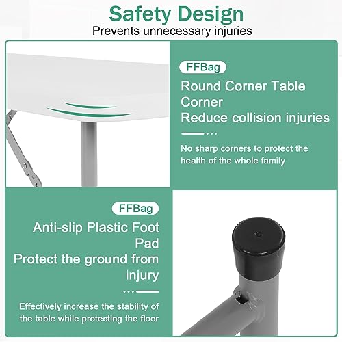 Folding Table 4 FT Heavy Duty Plastic with Carrying Handle W949447