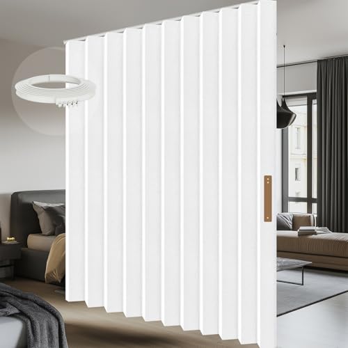 Blackout Accordion Room Divider Curtains with Ceiling Track for Bedroom Patio Sliding Door Q924855