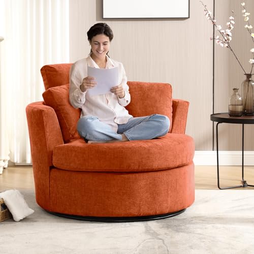 Round Swivel Barrel Chair with Ottoman for Living Room Bedroom G375183