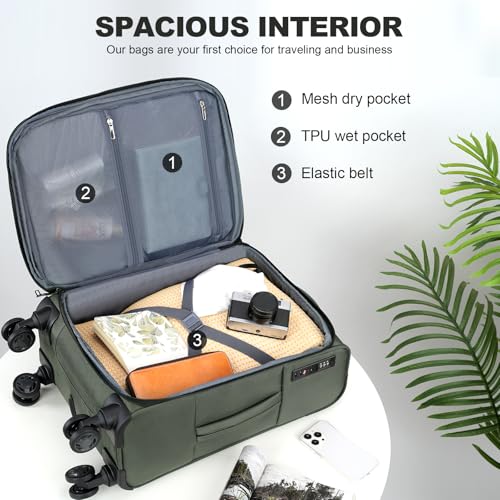 Softside Expandable Carry On Luggage with Spinner Wheels and TSA Lock B846
