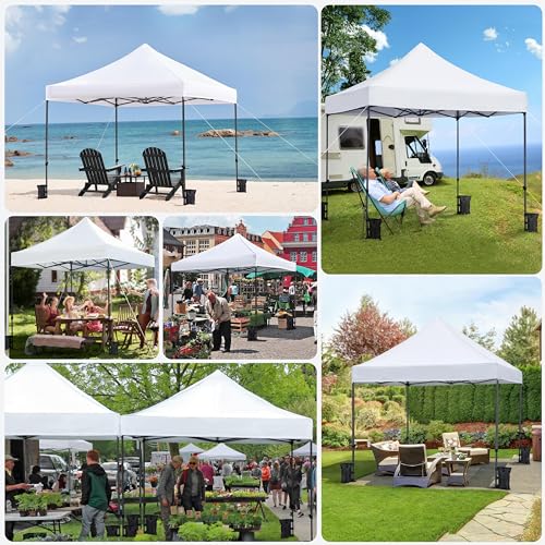 Heavy Duty Pop Up Canopy Tent 10x20 with Wheeled Carry Bag, White Q36763