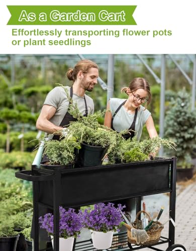 Raised Garden Bed with Legs on Wheels for Outdoor Plants J926