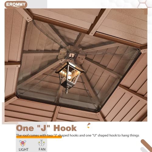 12x20 ft Hardtop Gazebo Double Roof Galvanized Steel Canopy Outdoor Aluminum Frame with Netting and Curtains X191579