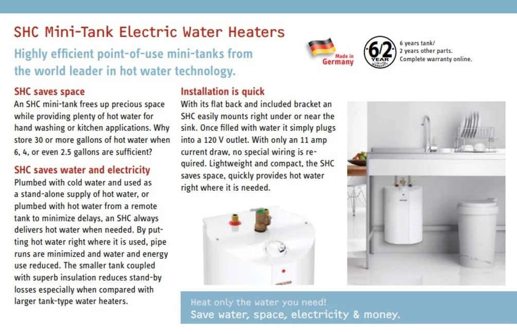 6 Gal. Mini Tank 1300W Point-Of-Use Electric Water Heater U25704