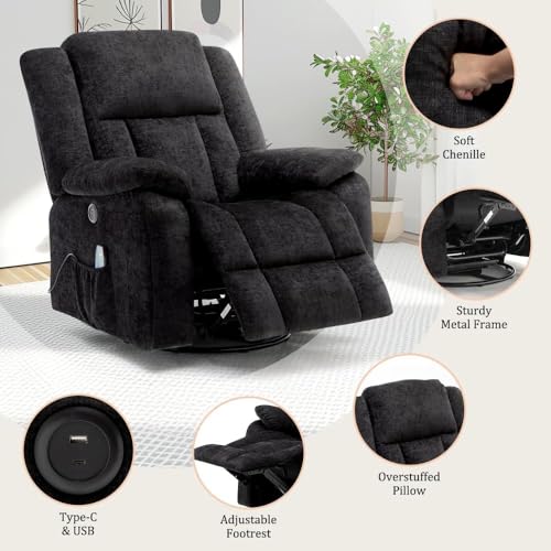 Swivel Glider Recliner Chair with Massage and Heating U99902