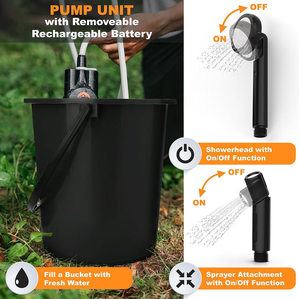 Portable Camping Shower with Rechargeable Battery and Sprayer M75136