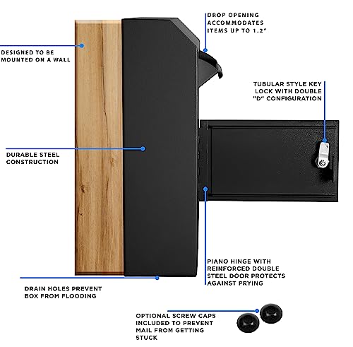 Wall Mount Locking Drop Box, Heavy Duty Steel Mailbox for Payments and Keys Z536