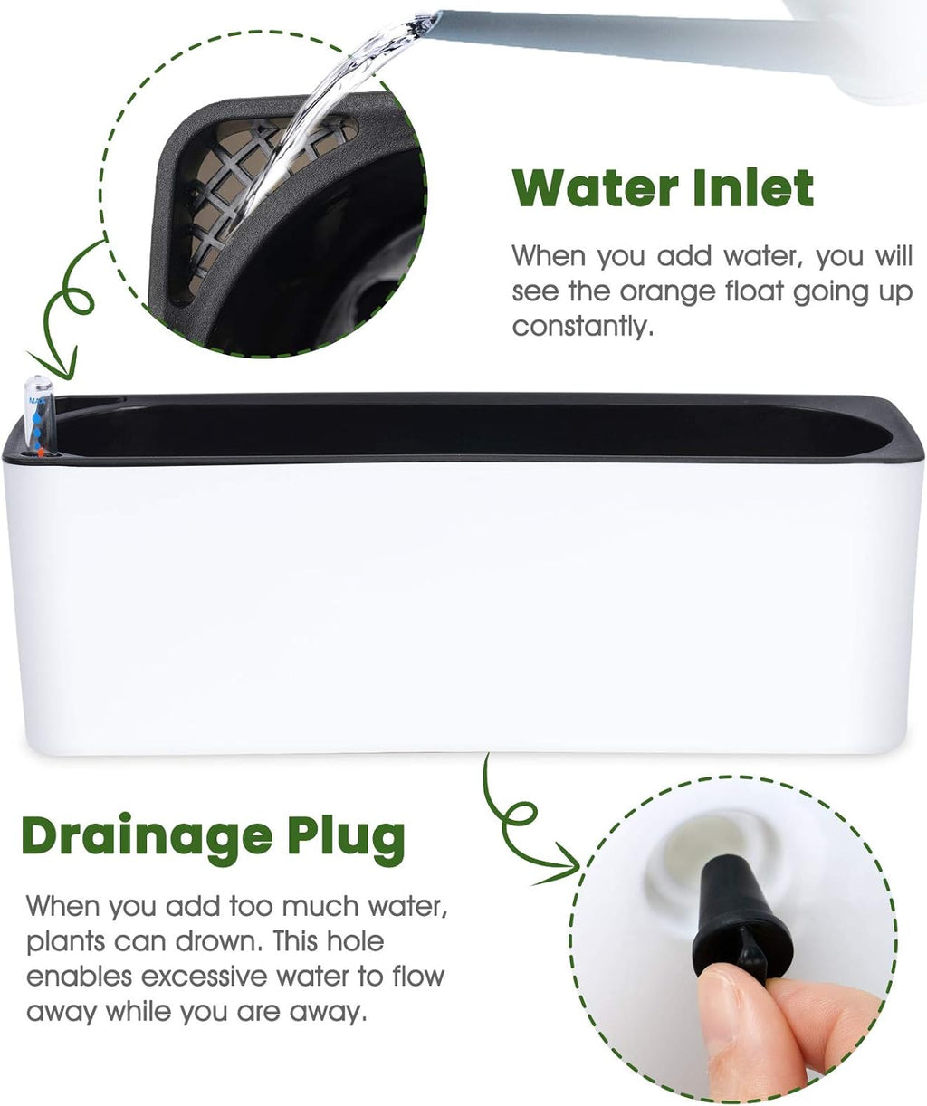 Self-Watering Rectangular Planters for Indoor Plants, 2-Pack D42200