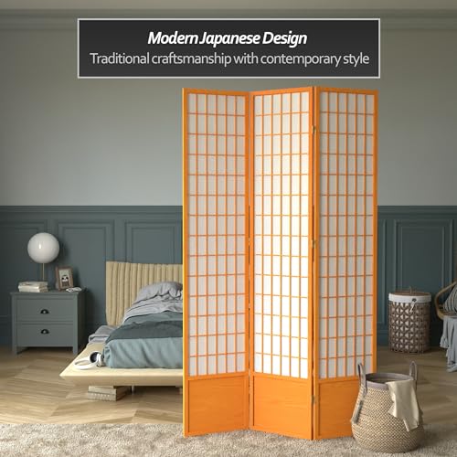 7 ft. Tall Window Pane Shoji Screen Room Divider, 3 Panels, White S15216