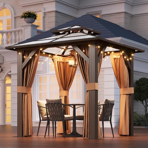 12x16 Hardtop Gazebo with Netting and Curtains for Patio K27275