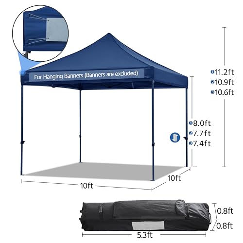 Heavy Duty Pop Up Canopy Tent 10x20 with Wheeled Carry Bag, White Q36763