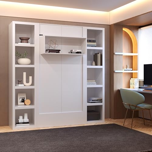 Queen Murphy Wall Bed with Two Bookshelves Z468