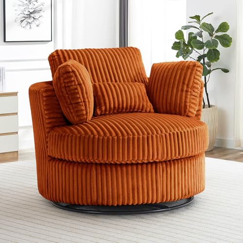 Round Swivel Barrel Chair with Ottoman for Living Room Bedroom G375183