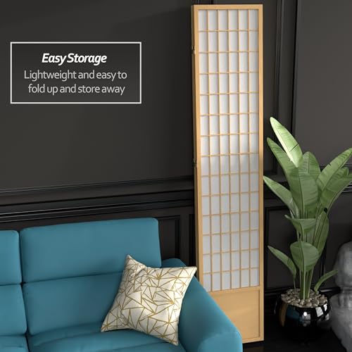 7 ft. Tall Window Pane Shoji Screen Room Divider, 3 Panels, White S15216