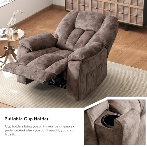 Manual Recliner Chair with Massage and Heat for Adults, Brown O26736
