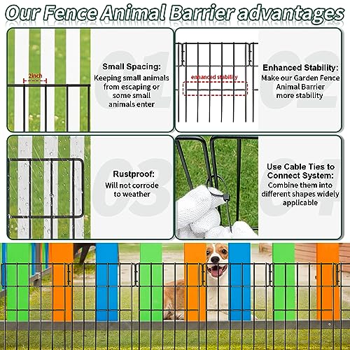 Animal Barrier Fence, No Dig Garden Decorative Fence, Rustproof Metal, 27ft x 17in A77631