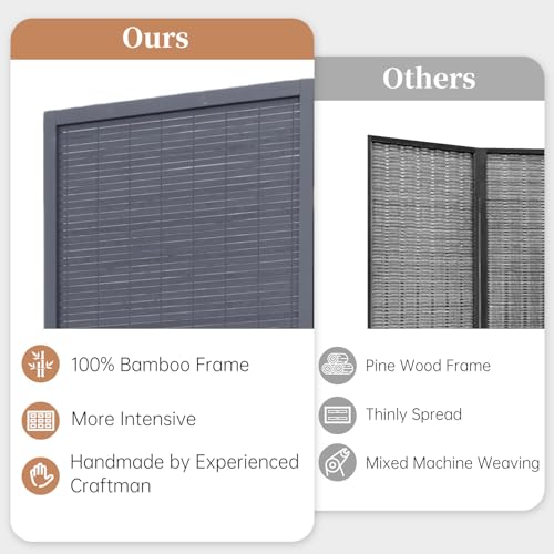 Bamboo Room Divider 4 Panel Freestanding Folding Privacy Screen T33053