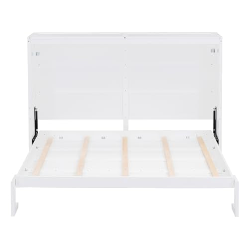 Modern Farmhouse Solid Wood Murphy Cabinet Bed Queen Gray B72702