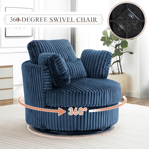 Round Swivel Barrel Chair with Ottoman for Living Room Bedroom G375183