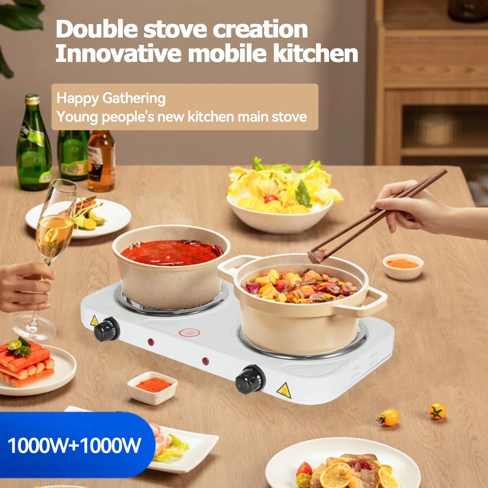 Double Trouble Hot Plate: 2000W Electric Stove Burners for Cooking A43853