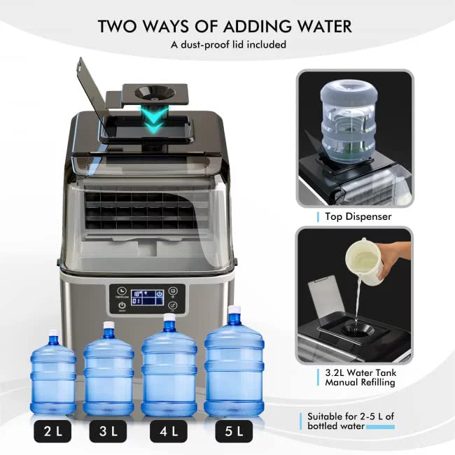 Countertop Ice Maker Machine, 45 Lbs/24H, Compact with Ice Scoop & Basket U53641