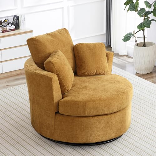 Round Swivel Barrel Chair with Ottoman for Living Room Bedroom G375183