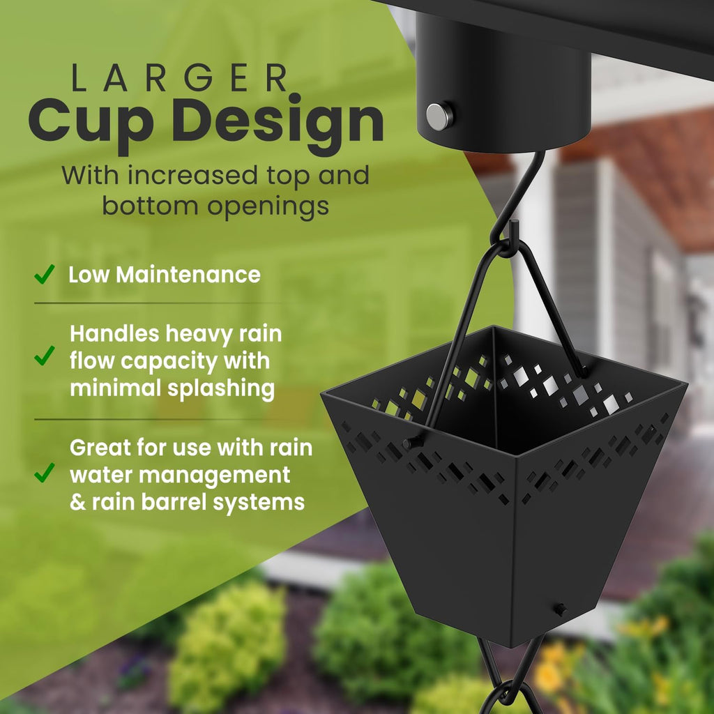 Rain Chain Kit with Adapter and Extension, 10 ft, Black Powder Coated X2236