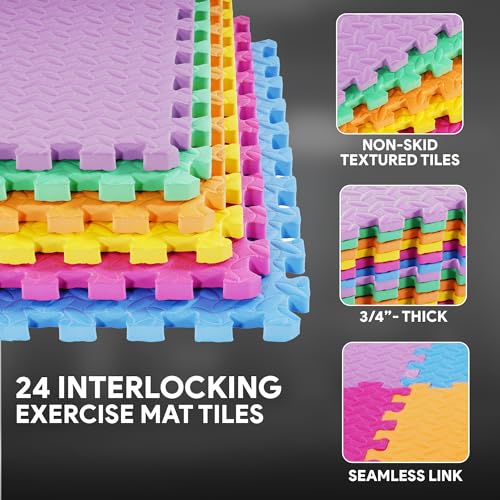 Puzzle Exercise Mat with EVA Foam Interlocking Tiles for MMA, Gymnastics and Home Gym H787