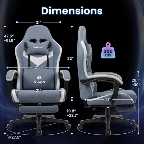 Gaming Chair with Footrest Lumbar Support High Back Recliner Ergonomic Leather L124