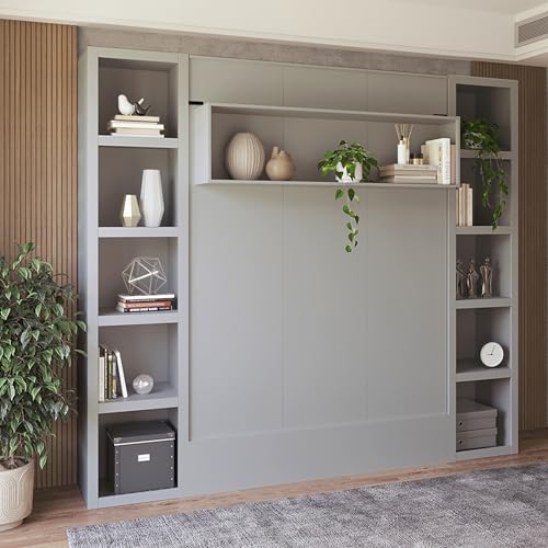 Queen Murphy Wall Bed with Two Bookshelves Z468