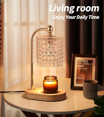 Candle Warmer Lamp with Timer and Dimmer, Electric Gold, 2 Bulbs O60740