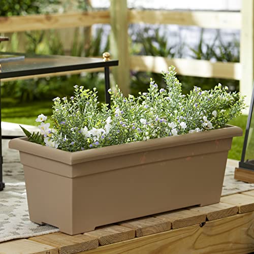 28 Inch Rectangular Planter Box - Lightweight Plastic Outdoor Plant Pot with Drainage V645