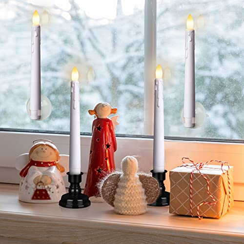Flameless Flickering Taper Candles with Remote and Timer, 8 Inch, Ivory N86615