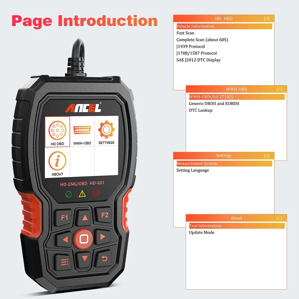 Heavy Truck Scanner Diesel Diagnostic Tool OBD2 Code Reader for Trucks & Cars A7863