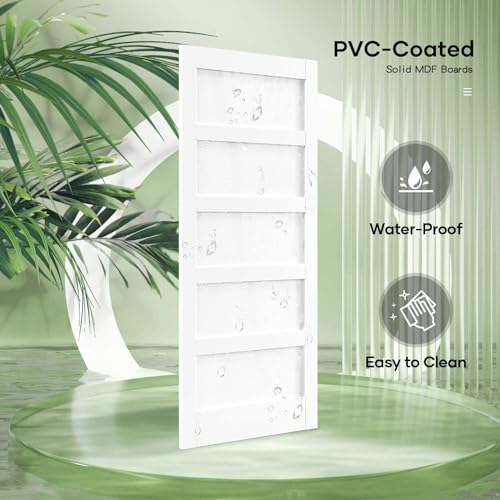 Double 21x84in White Barn Door with 7FT Sliding Hardware Kit, MDF, PVC Surface, DIY Assembly R60322